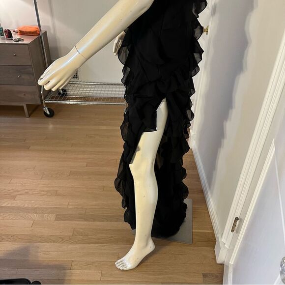 Black Ruffle Formal Gown Prom Dress - Picture 10 of 14